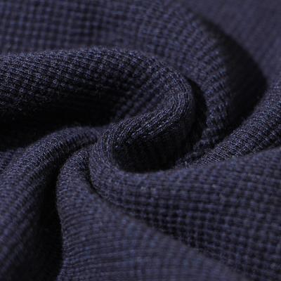 China Breathable Hot Sale Indigo Blue Waffle Knit Cotton Fabric For Clothing for sale