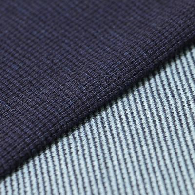 China Breathable Comfortable Custom Denim Knitted Waffle Fabric Indigo Blue Fabric For Pants for sale