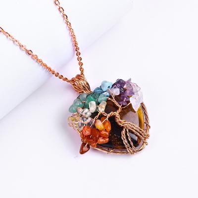 China Rose Gold Tiger Eye Stone Necklace Pendant Adjustable Size for sale