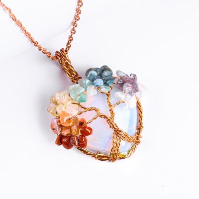 China Rose Gold Healing Crystal Stone 7 Chakra Árvore da Vida Pendente à venda