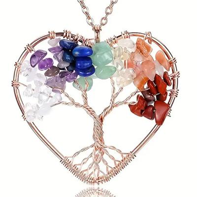 China 5*5cm Tree Of Life halsketting met chakra stenen hanger Te koop