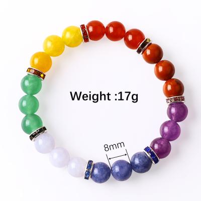 China Women Natural Stone Chakra Gemstone Bracelet 22.05inch/56cm for sale