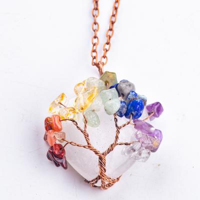 China Corazón en forma de árbol de cristal de la vida collar de cuarzo en venta