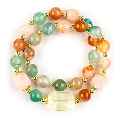 China Handgemaakte edelsteen kraan Armband Natuurlijke bloemen Agate Steen Armband Verstelbare amuletten Armband Voor feestdag Te koop