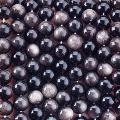 Cina 8 mm di argento ossidiana perle di pietra preziosa per la creazione di gioielli in vendita