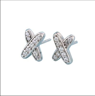 Cina X Shape 925 Moissanite Stud Orecchini Sterling Silver Gioielli in vendita