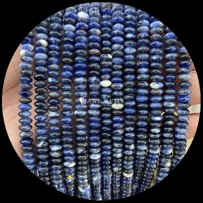 China Sodalite Picture Stone Gem Bead Natural Crystal UFO Shape Stone Loose Bead Strands For Bracelets for sale