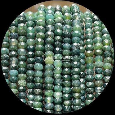 China Indian Agate Green Dot Natural Gemstone Bead Strands Natural Gemstone Faceted Abacus Beads for Custom Gifts for sale