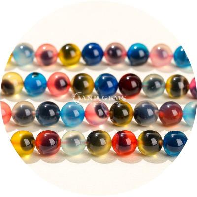 China Rainbow Sugar Agate Loose Beads Round Beads DIY Jewelry Accessories Beads For Gift  Making for sale