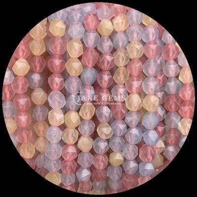 China Loose Natural Diamond Faceted Gem Beads Morganite Pink Aventurine Loose Strands for Jewelry Making for sale