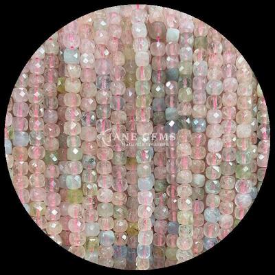 China Assorted Cube Shape Natural Gemstone Beads Fluorite Morganite Loose Strands Beads for Jewelry Making for sale