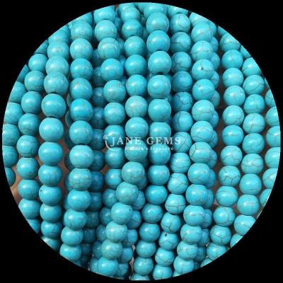 China Origin Gemstone Round Cut and Affordable Various Color Turquoise Loose Bead Strands for DIY Jewelry Making for sale