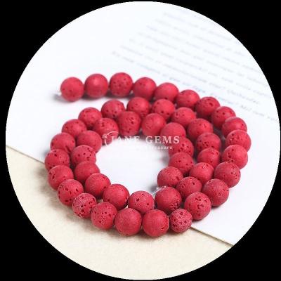 China Multi-color Gemstone Various Colors Natural Lava Stone Healing Stone Loose Bead Strands for DIY Jewelry for sale