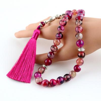 China Religious Rose Red Agate Beads33beads Muslim Black Striped Agate Islamicu rosary bead islamic muslim prayer beads for sale