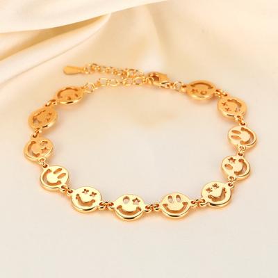 China Cute Designer Happy Smiling Smile Face Bracelet Jewelry Gold Jewellery 18k Bracelets For Women Lady Girls for sale