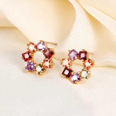 China CLASSIC 2021 Multi Color Rainbow Crystal Earrings Women Jewelry Best Quality Gold Plated Earrings for sale