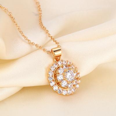 China Punk Fashion Retro Simple Pendant Round Pendant Necklace For Women Retro Vintage Classic Gold Color Circle Titanium Jewelry for sale