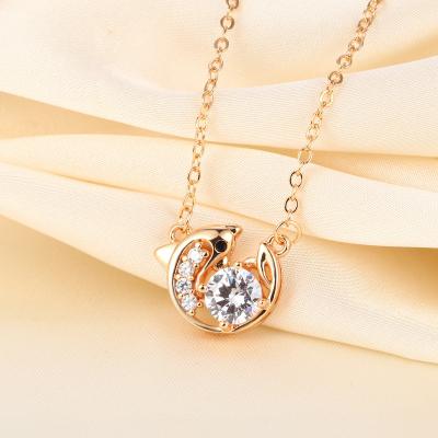 China TRENDY 2020 Jewelry Double Moon Love Heart Necklace Initial Stainless Steel Choker Gold Silver Color Crystal Necklace Pendant for sale