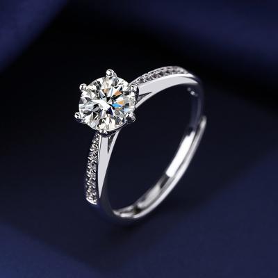 China Romantic 2023 Dropshipping products  Hot Selling  Goods 1 Karat Classic Six-Claw 2 Karat Silver Ring Female Factory in Stock for sale