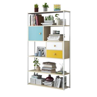 China Nordic modern simple wood shelf floor metal frame storage cabinet for living room furniture for sale