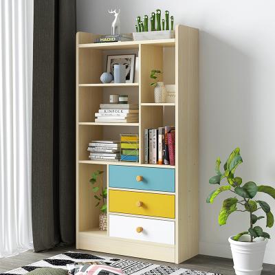 China Student's Creative Home Bookshelf Gathering Bookshelf Modern Wooden Floor Bookshelf for sale