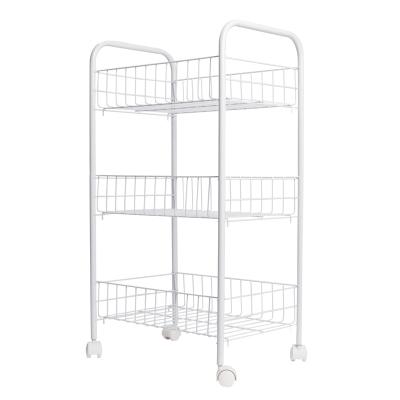 China Factory Wholesale Fashion Floor Shelf Mobile Kitchen Multilayer Wheeled Trolley for sale