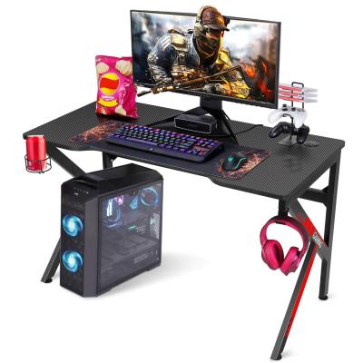 China Factory Wholesale K-Shape Gaming Computer Desk Game Computer Desk Black Physical Channels Table for sale