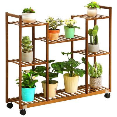 China Nordic Multi Simple Indoor Living Room Balcony Floor Plant Display Rack Floor Bamboo Flower Stand for sale