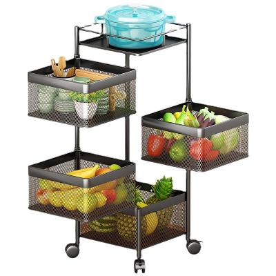 China Sustainable Rotating Kitchen Vegetable Shelving Floor Multi - Layer Cylindrical Shelving Storage Rack for sale