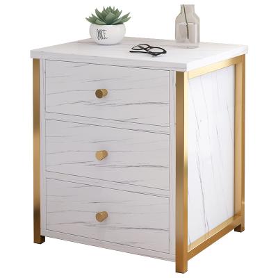 China Night Stand Hot Sale White Marbling Nordic Light Luxury Bedside Table for sale