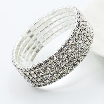 China Lead Free Nickel Free Luxury Fashion Jewelry Full Crystal Bracelet Cubic Zirconia Tennis Elastic Bracelets For Girl for sale