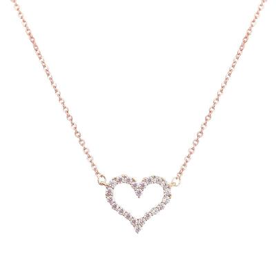 China New Crystal Love Heart Necklaces Rose Gold Delicate Heart Lead Free Nickel Free Rhinestone Pendant Necklace For Girls for sale