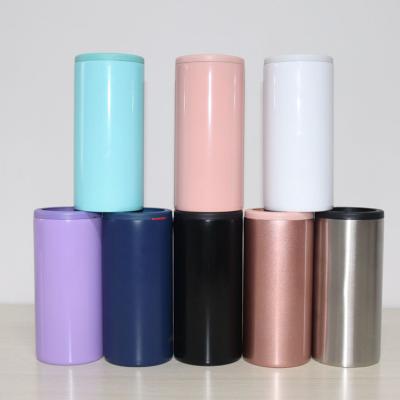 China Wholesale 12oz Metal Beer Bottle Box Cooler Minimalist Slim Stainless Steel Vacuum Insulated Can Cooler for sale