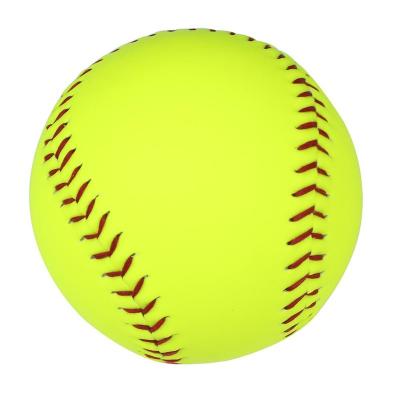 Китай Wholesale Yellow Synthetic PVC Leather Colorful 12 inch softball soft ball cover with PU Cork core baseball for training продается