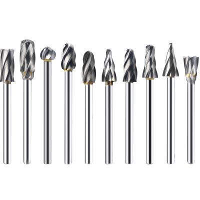 China 10Pcs 3x6mm Metal Tungsten Carbide Burrs Set 3mm Single Cut Shank Diameter Carbide Rotary Files 1/8 Inch For Aluminum Cutting for sale