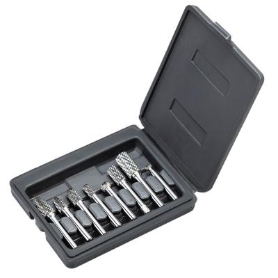 China 8Pcs Carbide Drilling Burrs Set 6mm Double Shank 1/4 Inch Cut Off Rotary Drill For Rotary Cutting Files Polishing Router Bit Kit Tool Part for sale