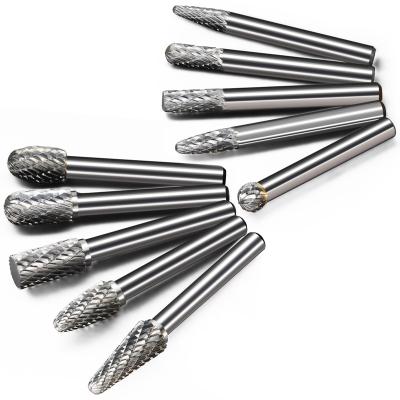 China Rotary Tungsten Carbide Burrs Drilling Set 10Pcs Polished Carbide Burrs Kit 6mm Shank Machine Tool Part For Metal Drilling Customized for sale