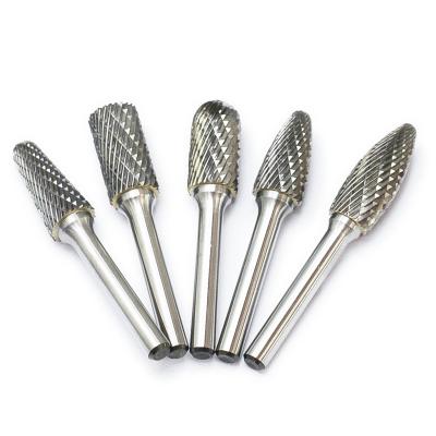 China 5Pcs Drilling Tungsten Carbide Rotary File Set Double Shank Diameter 1/4 Inch 6.35mm 6mm Cut Carbide Burrs For Metal Wood Polish for sale