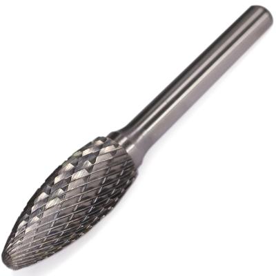 China Hot Selling Drilling Boarding And Handling - 5 Rotary Files Of Power Tool Accessories Flame Shape 6mm Double Than 1/4 Inch Cut Deburring Bit Solid Tungsten Carbide Burrs for sale