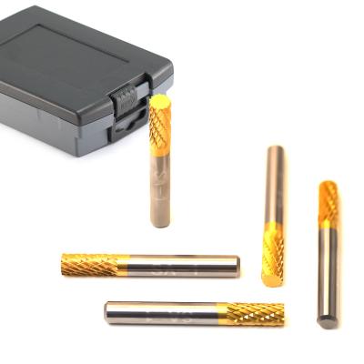 China Wooden Yellow Coating Titanium Coated Carbide Rotary Burr File Set Carbide Burrs SA-1 for sale