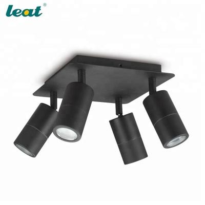 China IP65 Matt Black aluminum 4 GU10 tempered glass lights adjustable spotlights for sale