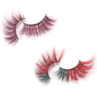 China Long Rainbow Eyelashes Mink Fur Colorful Eyelashes 5D Color Magnetic False Eyelashes for sale