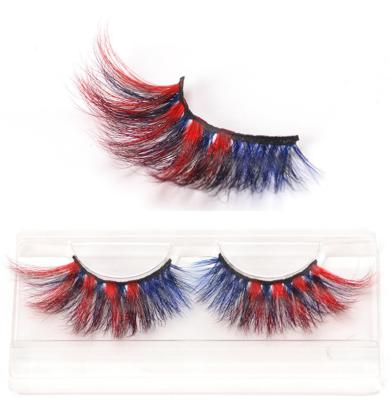 China Long Rainbow Eyelashes Mink Fur Colorful Eyelashes 5D Color Long Mink Eyelashes for sale