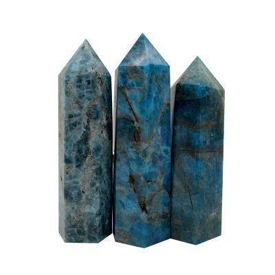 China China wholesale natural blue apatite healing stone crystal point for home decoration for sale