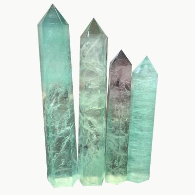 China China wholesale high quality natural crystal green healing fluorite stone point crystal magic wand for sale