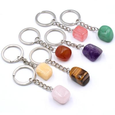 China Wholesale Natural Polished China Charka Crystal Gravel Stone 7 Custom Key Chain for sale