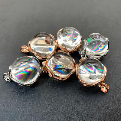 China Custom Natural Clear Crystal Ball Healing Rainbow Quartz China Gemstone Crystal Pendant For Sale for sale