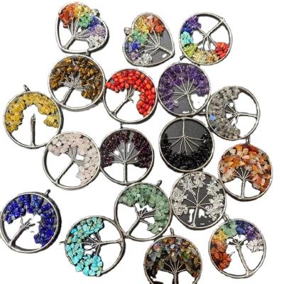 China China hot sale natural 7 charka tree of life healing stone crystal pendant for jewelry making for sale