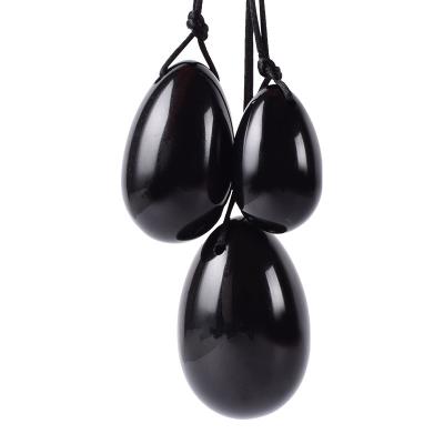 China Wholesale Bulk Natural Black Healing China Obsidian Yoni Stone Egg Eggs For Woman Sex Toys for sale