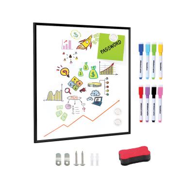 China 2023 Reusable Best Selling Magnetic Dry Erase White Board Black Framed Whiteboard for sale